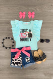 "Just A Little Moody" Distressed Denim Short Set Outfit Sparkle In Pink 