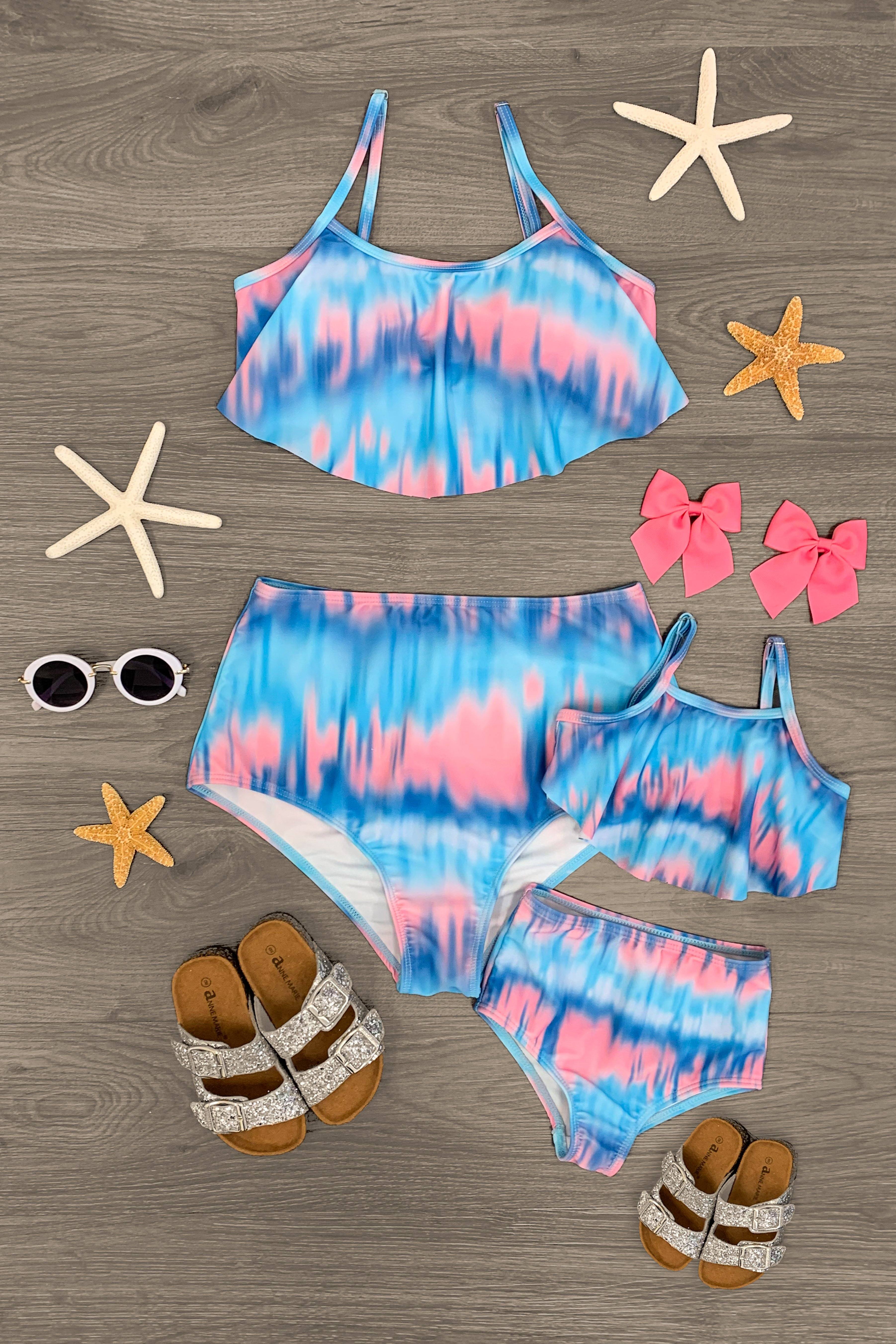 Mom & Me - Blue & Pink Tie Dye Bikini | Sparkle In Pink