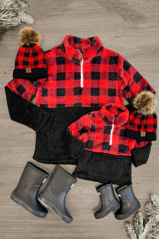 Mommy & Me Orange & Black Plaid Dress