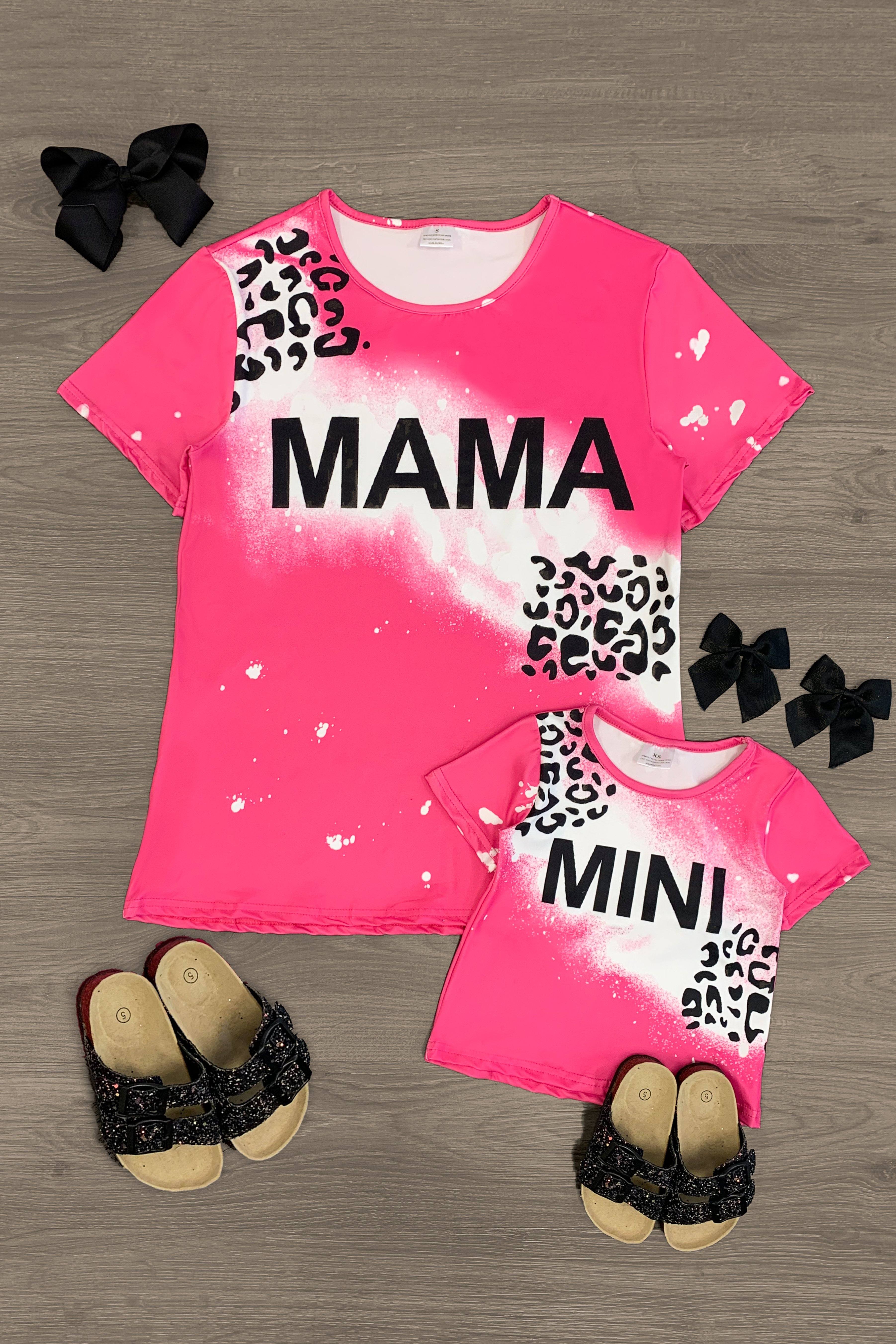 Mom And Me Mama And Mini Hot Pink And White Leopard Top Sparkle In Pink 