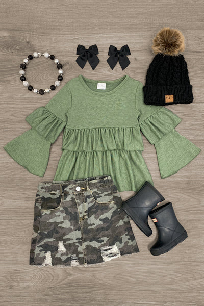 camo skirt distressed