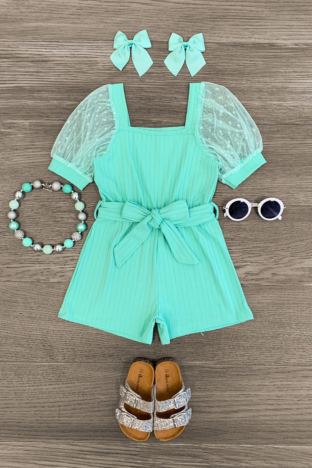 Polka Dot Tulle Puff Sleeve Romper - MANY COLORS!