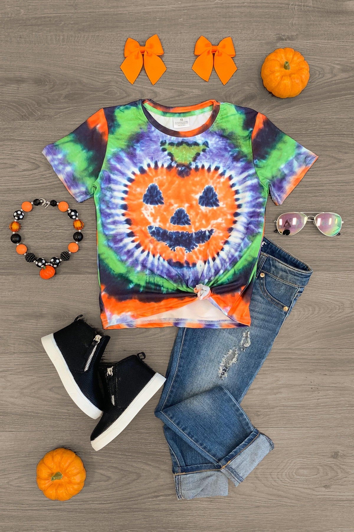 Image of Tie Dye Pumpkin Short Sleeve Top