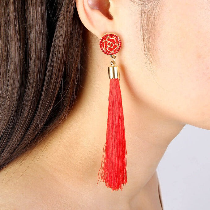 Elegant Boho Long Tassels Dangle Earrings – Jolie Vaughan Mature Women's  Online Clothing Boutique