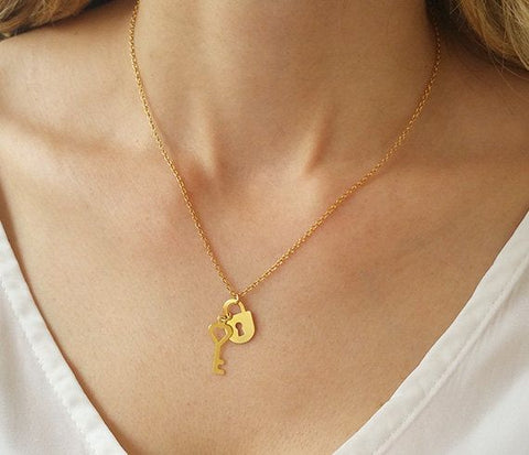 Gold Key Necklace Small Key Necklace Cute Necklaces Pretty 