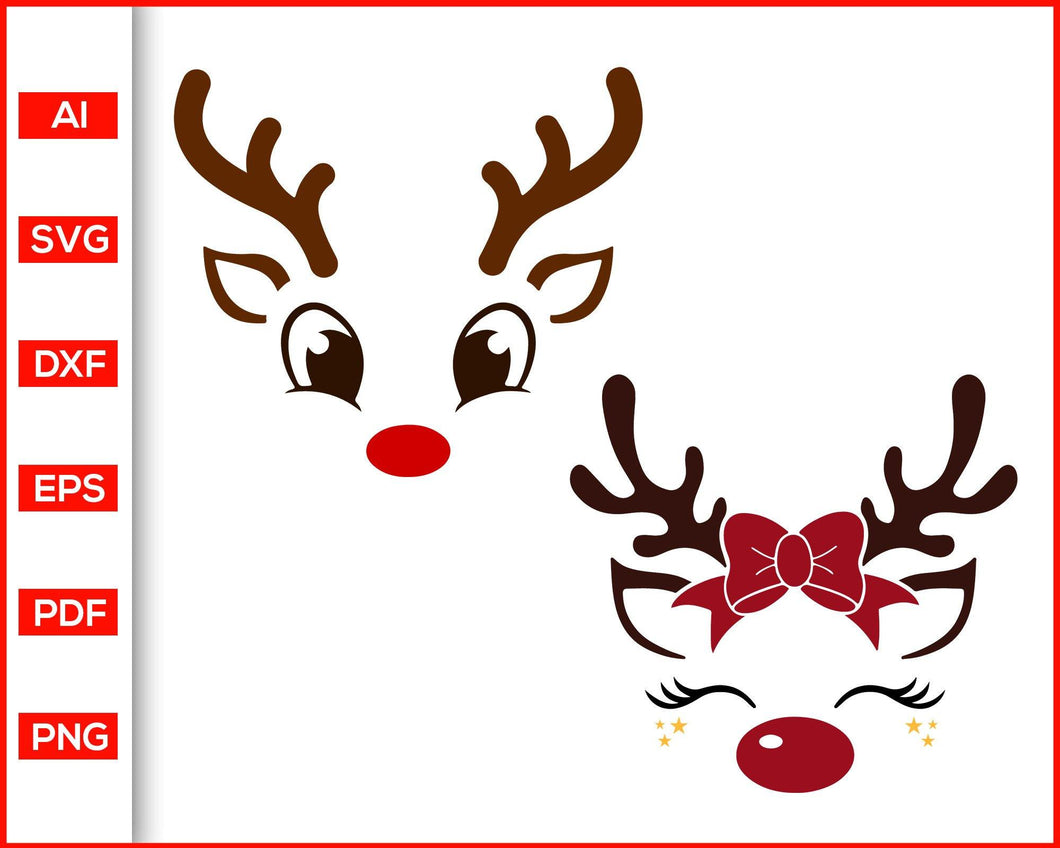 Download Cute Reindeer Face Svg Rudolph Svg Christmas Svg Merry Christmas Sv Editable Svg File