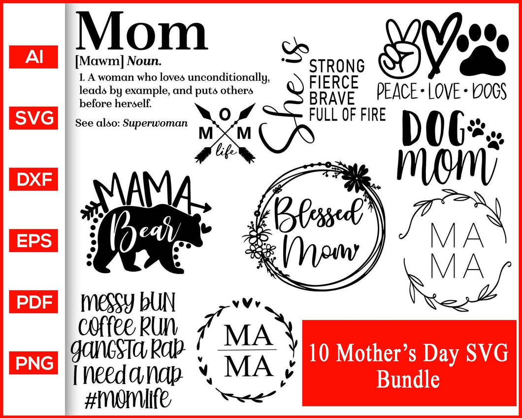 Download Mother S Day Quote Mama Bear Dog Mom Svg Editable Svg File
