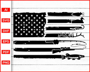 Download Fishing And Hunting American Flag Svg Editable Svg File