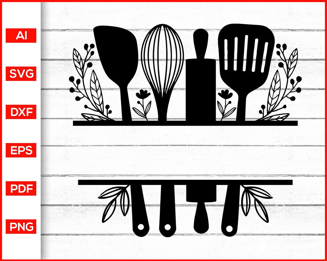 Kitchen Baking Split Monogram Frame Svg Editable Svg File