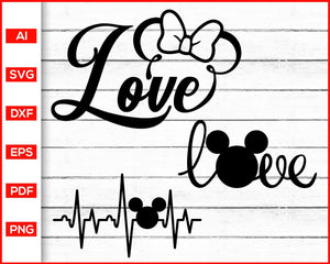 Download Disney Love Mickey Minnie Svg Disney Heartbeat Mickey Mouse Svg Editable Svg File