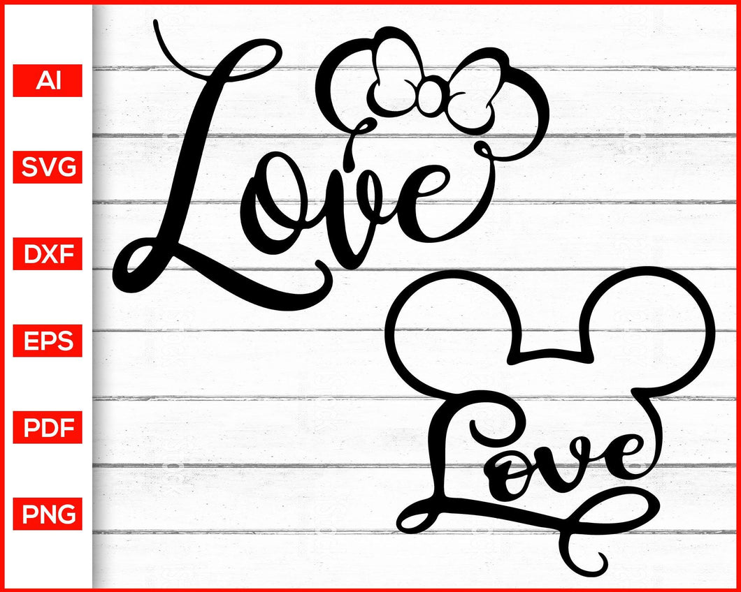 Download Disney Love Mickey Minnie Svg Editable Svg File