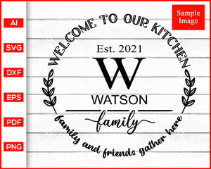 Personalized Family Kitchen Cutting Board Pot Holder Monogram Svg Editable Svg File