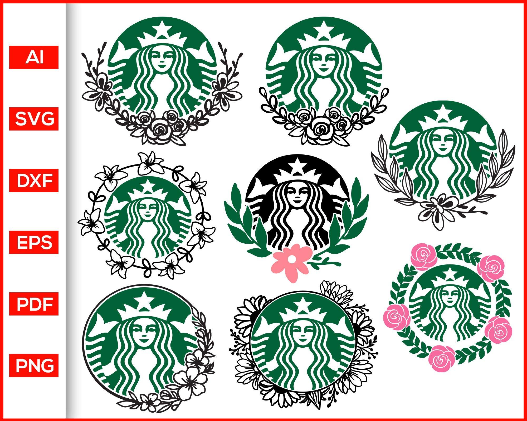 Download Floral Starbucks Svg Bundle Starbucks Designs For Coffee Mug Cup Editable Svg File