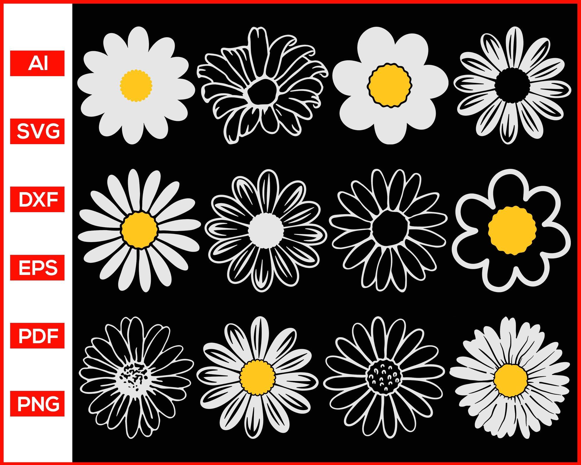 Daisy Flower Svg Bundle Daisy Svg Flower Svg Daisy Sublimation Dai Editable Svg File