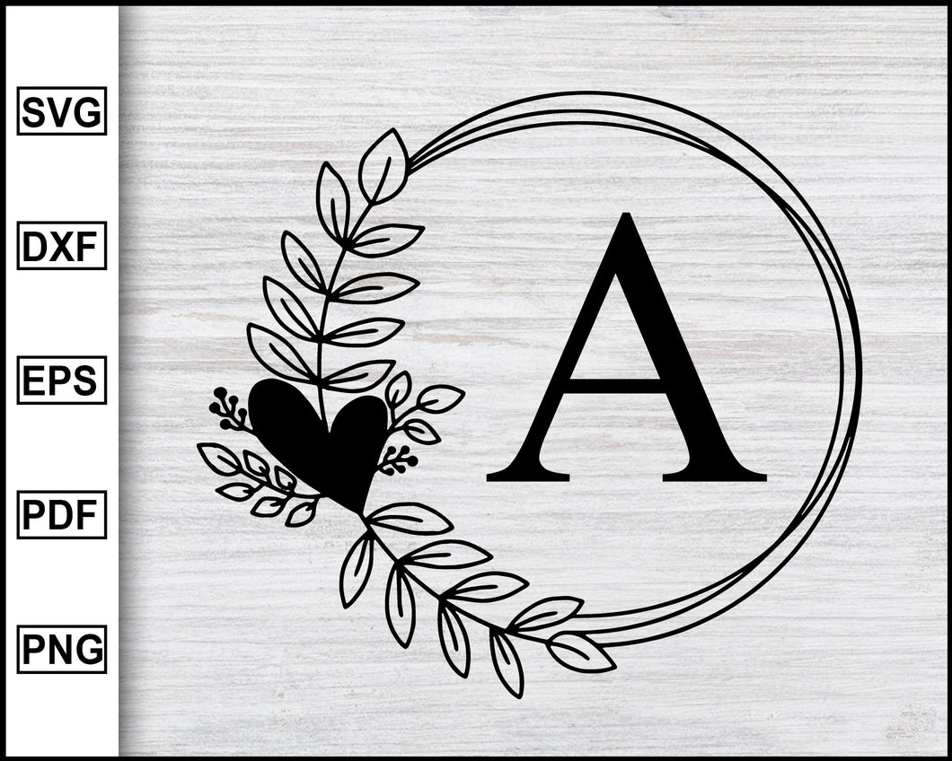 Download A Z Floral Letter Frame Svg Wreath Svg Leafy Wreath Svg Monogram Fr Editable Svg File