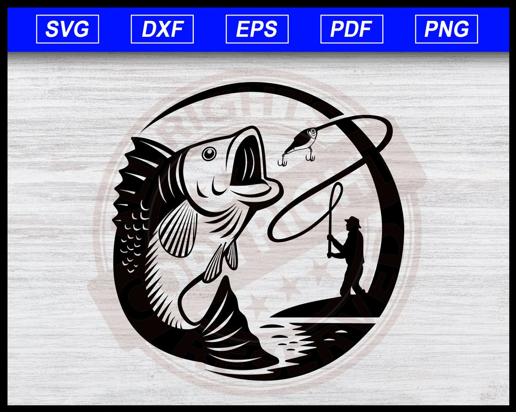 Download Bass Jumping Svg Angler Fishing Bass Fishing Clipart Fisherman Catching Fish Svg Cricut Cut Files Silhouette Editable Svg File