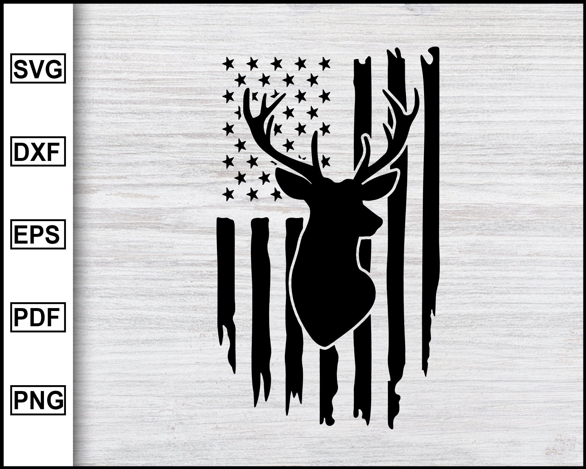 Distressed American Flag Svg Hunting Svg Deer Svg Distressed Flag Editable Svg File
