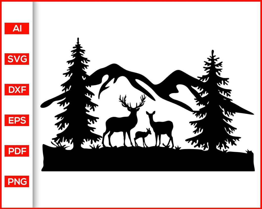 Free Free 244 Silhouette Mountain Scene Svg SVG PNG EPS DXF File