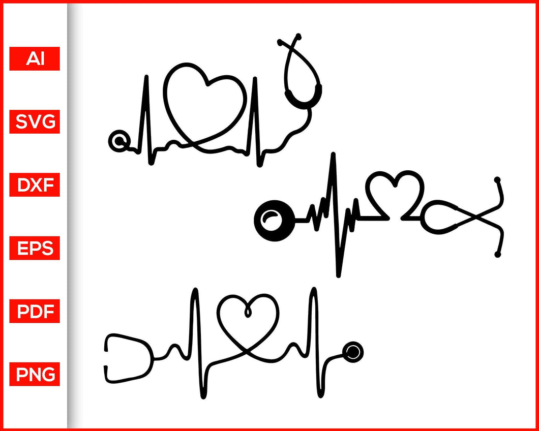 Download Heartbeat Stethoscope Svg Nurse Stethoscope Svg Stethoscope Nurse He Editable Svg File