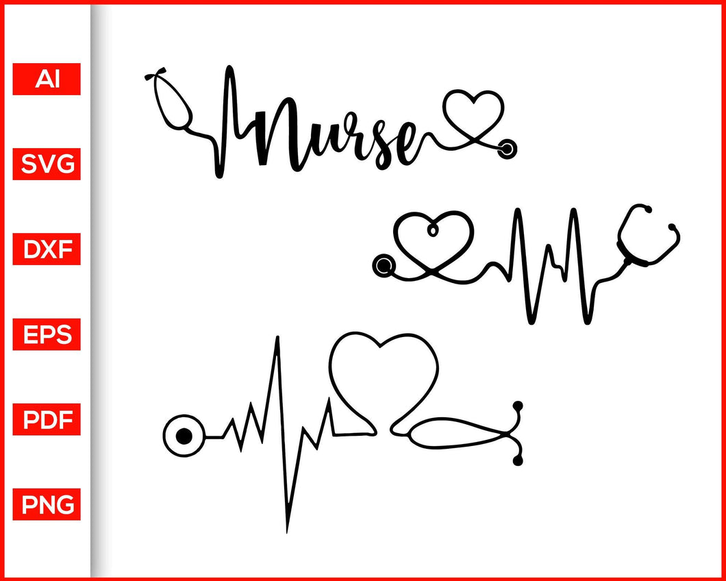 Download Stethoscope Nurse Heartbeat Svg Heartbeat Stethoscope Svg Nurse Stet Editable Svg File