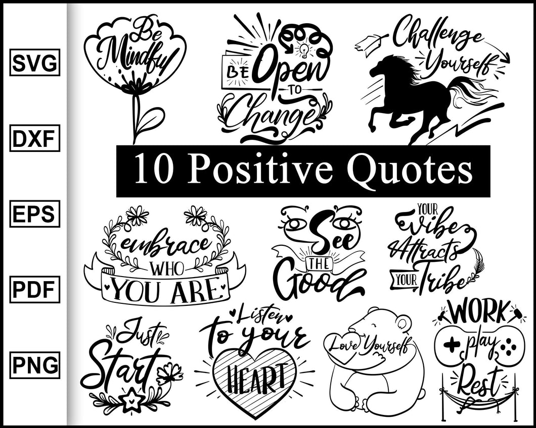 Download Positive Quotes Bundle Positive Vibes Positive Quotes About Life Sh Editable Svg File