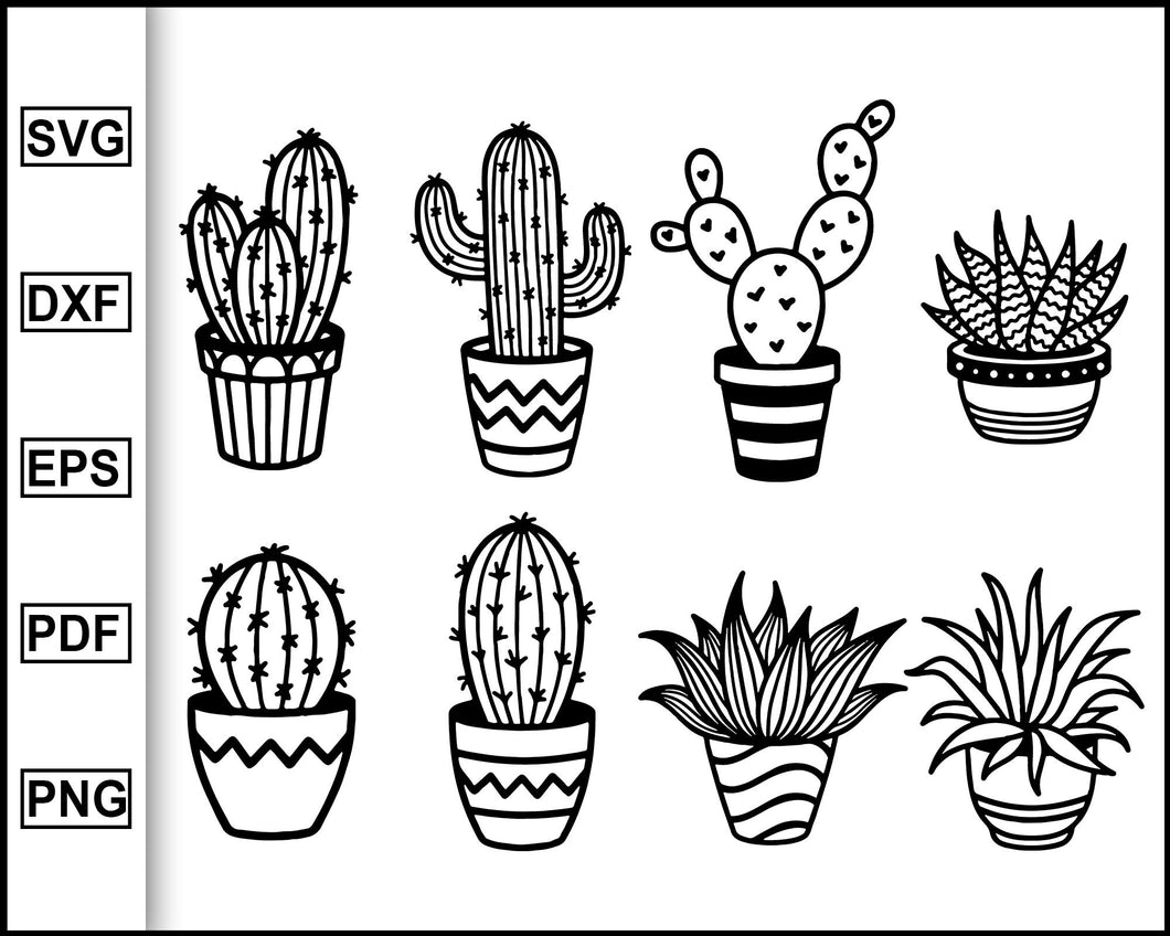 Cactus Svg Bundle Cactus Succulent Svg Plant Svg Cacti Svg Plants Editable Svg File