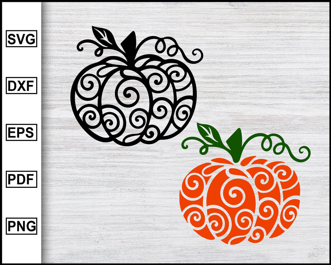 Swirly Pumpkin Svg Pumpkin Svg Halloween Svg Fall Svg Patterned Pu Editable Svg File