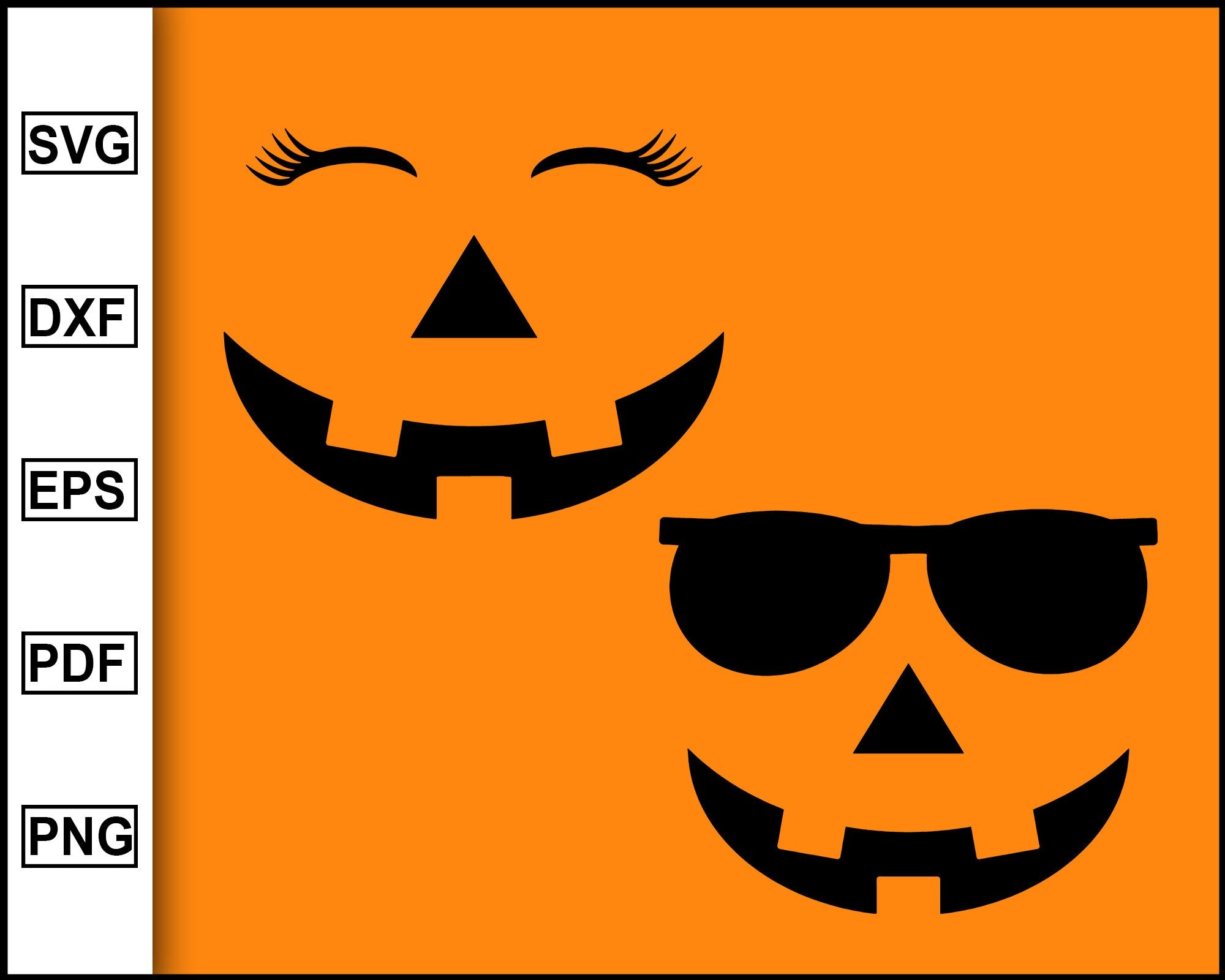 Download 10 Halloween Pumpkin Face Clipart With Smiling Carved Girl Female Editable Svg File