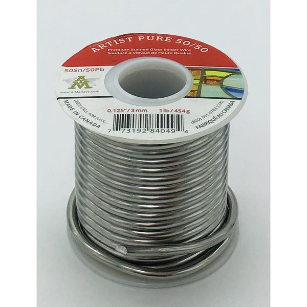 AIM Artist Pure 60/40 Premium Stained Glass Solid Core Solder Wire Spool -  1/8, 1lb for sale online