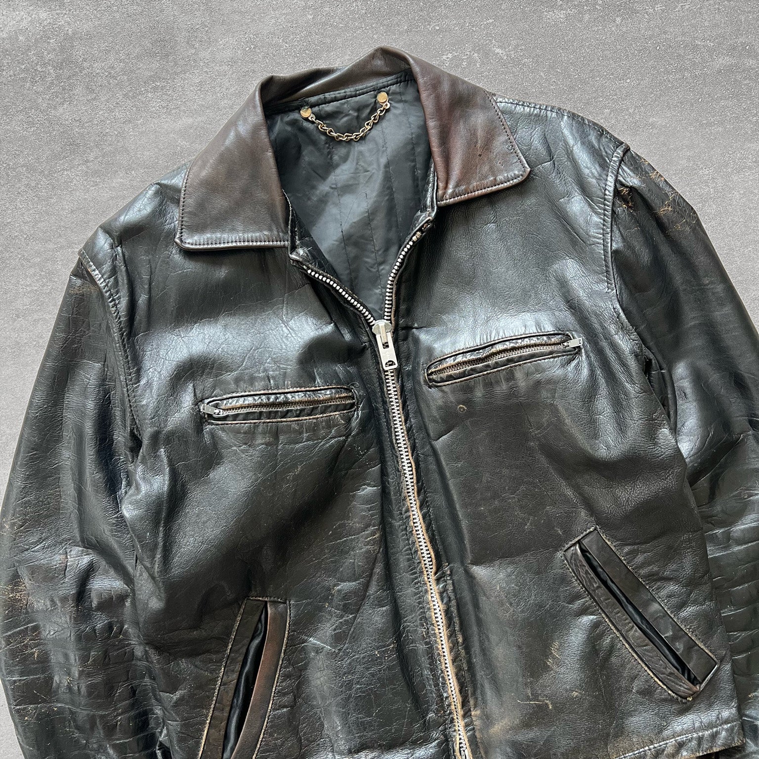 1950s Leather Two Tone Biker Jacket – Ametora