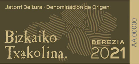 Etiqueta Bereziak de los vinos txakoli de Bizkaia