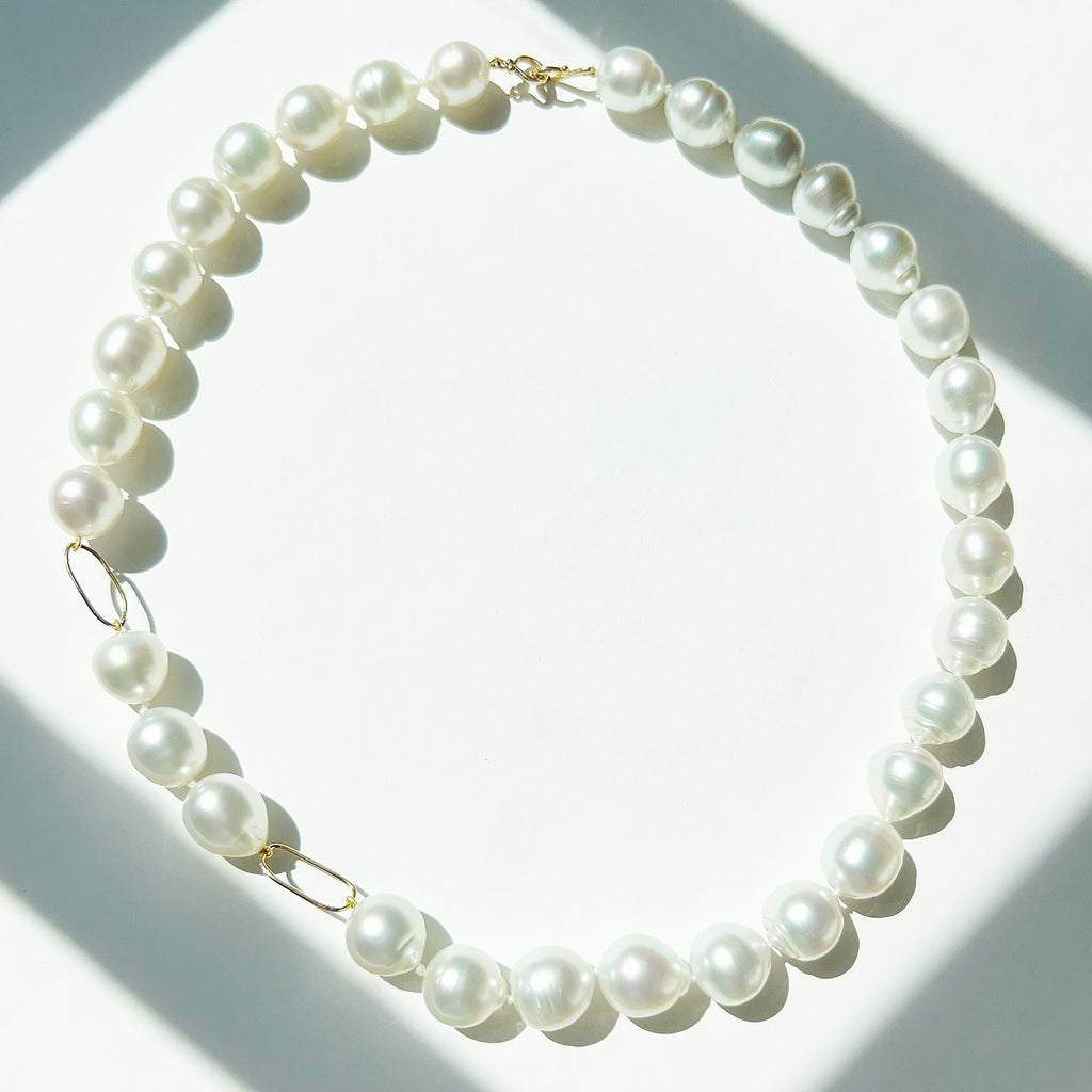 Grey Baroque South Sea Pearl Strand with 18k gold and Tourmaline Clasp —  SUSAN McDONOUGH JEWELRY Handmade Fine Jewelry