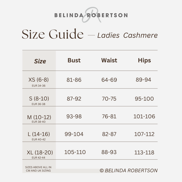 Cashmere Size Guide