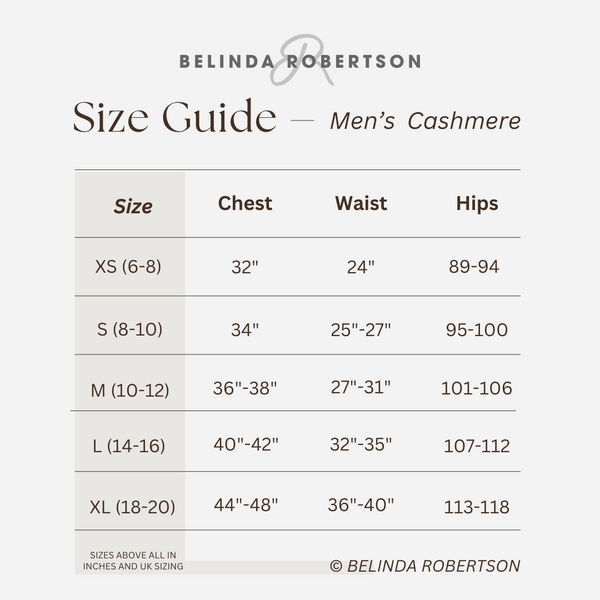 Size Guide Mens Cashmere