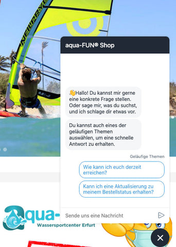 Chat mit aqua-fun über die Homepage 