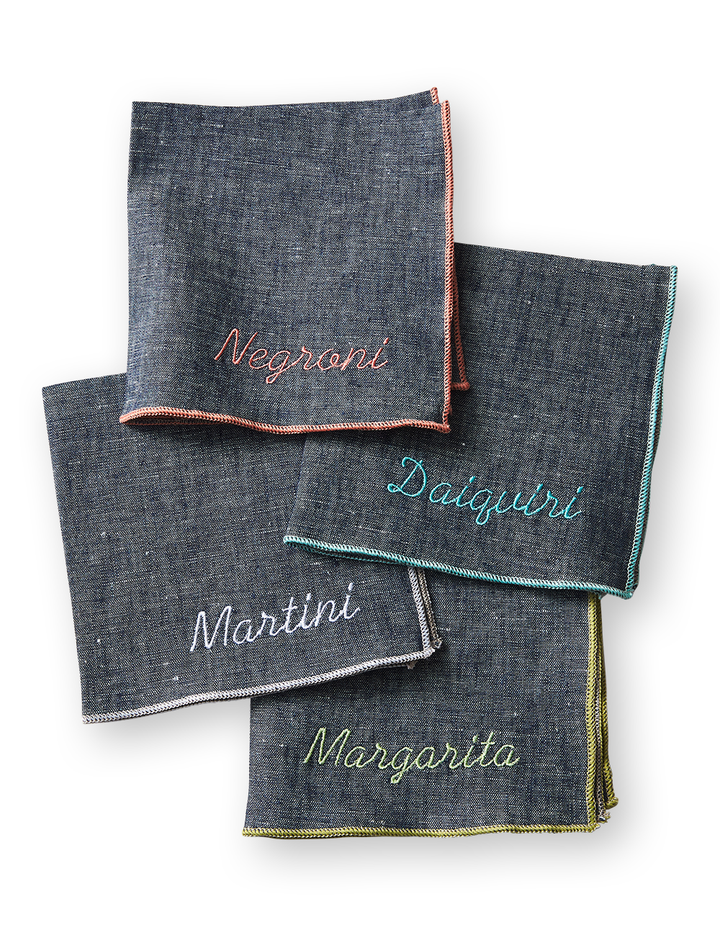 Bevande Napkins, Embroidered Cocktail Napkins