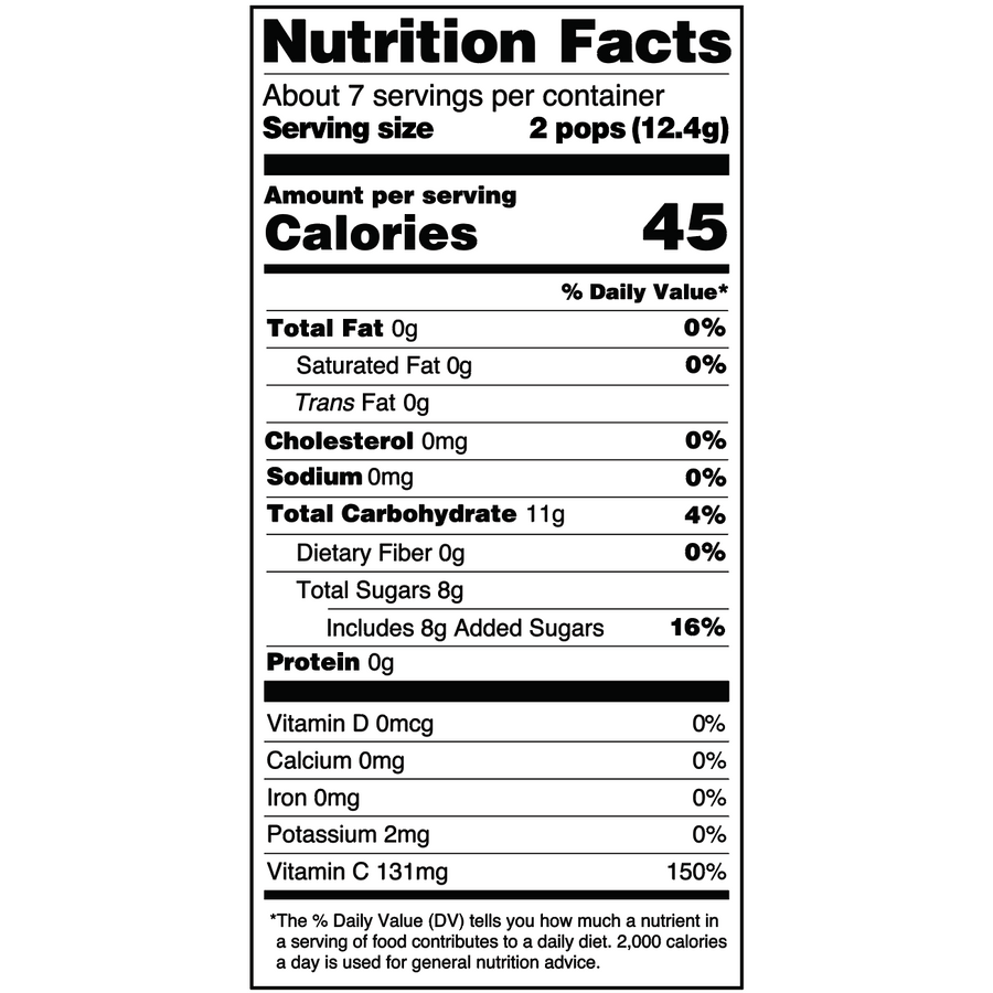 Yumearth-organic assorted flavors vitamin c lollipops-nutrition fact label