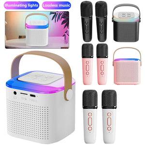New Microphone Karaoke Machine Portable Bluetooth 5.3 Speaker System with 1-2 Wireless Microphones Music Player for Home Karaoke - Crazy RC Toys
