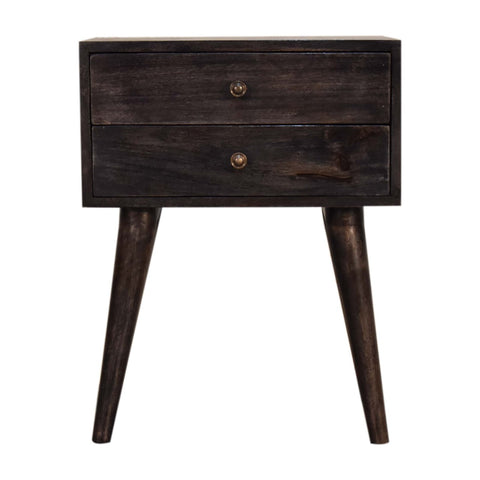 Dark brown wooden bedside table pair