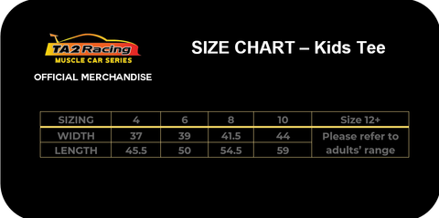 Kids Tee - size chart