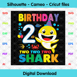 Download Birthday 2 Years Old Baby Shark Svg Birthday Svg 2nd Birthday Svg B Designcutsvg