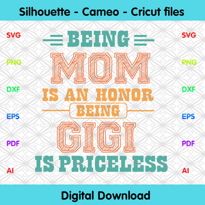 Download Being Mom Is An Honor Being Gigi Is Priceless Svg Mothers Day Svg Be Designcutsvg