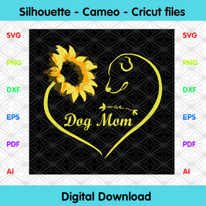 Download Dog Mom Sunflower Heart Svg Trending Svg Dog Mom Svg Dog Svg Sunfl Designcutsvg
