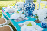 Hand painted blue gingham linen