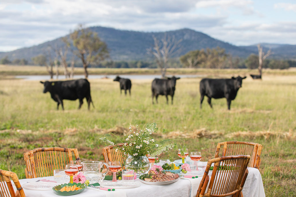 Brie White Linen Tablecloth with In The Roundhouse x Beef2024