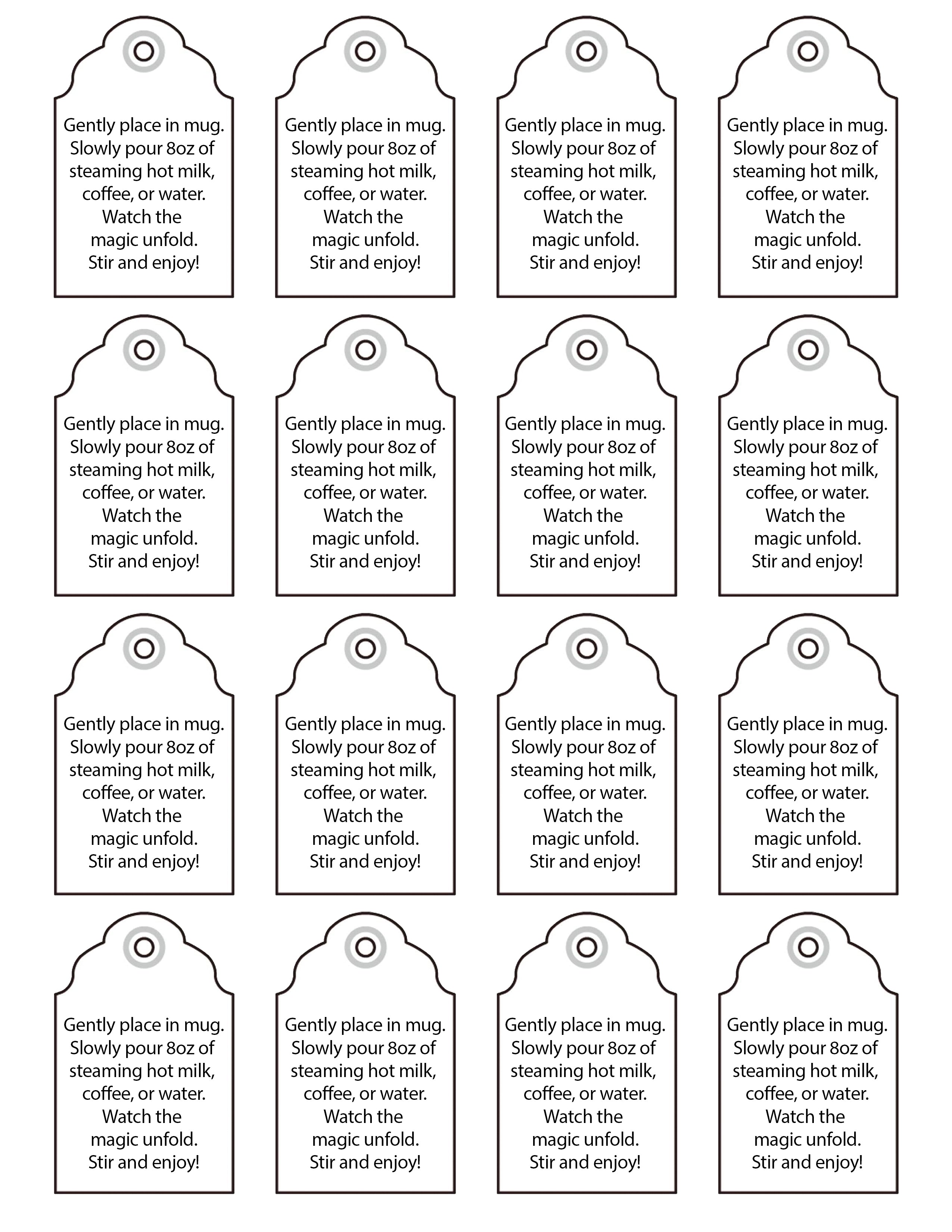 Hot Cocoa Bombs Instruction Tag Back