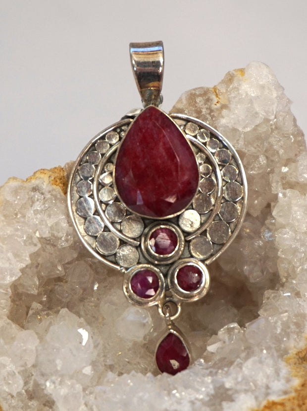 Ruby and Sterling Pendant 1 – Andrea Jaye Collection