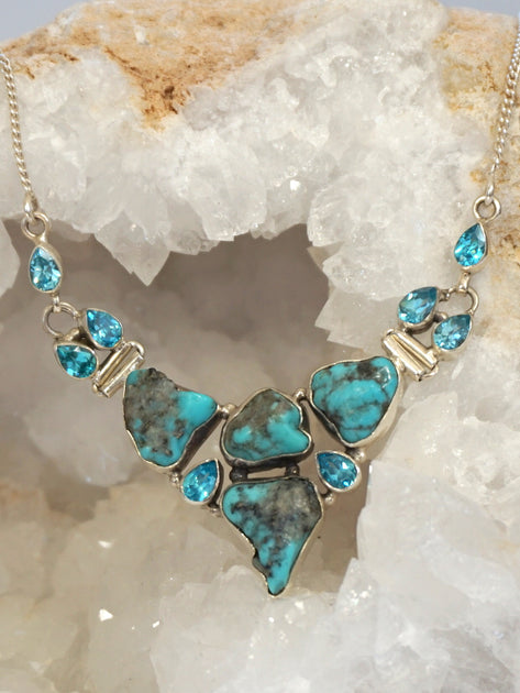 Artisan Turquoise and Faceted Blue Topaz Necklace 2 – Andrea Jaye ...
