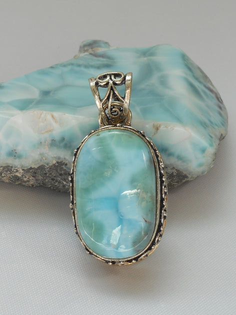 Larimar Scrollwork Pendant 6 – Andrea Jaye Collection