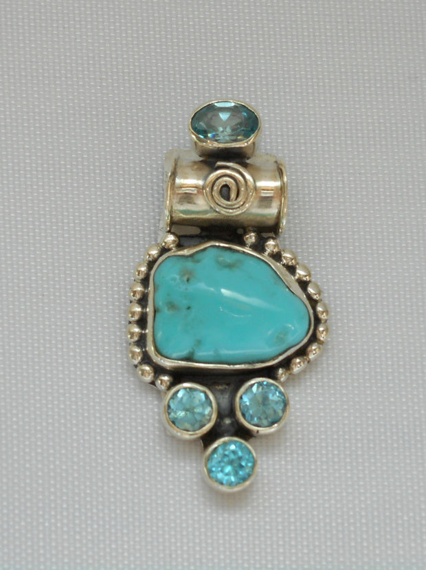 Artisan Turquoise Pendant 2 with Blue Topaz – Andrea Jaye Collection